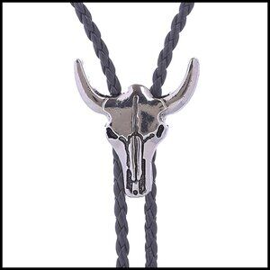 Leather Bolo Tie Western Style Adjustable Slide Clip Formal Casual Wear